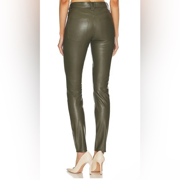 New! Veronica Beard Debbie Skinny Faux Leather Jeans in Loden Olive Green 🌿sz 26 - Picture 5 of 16